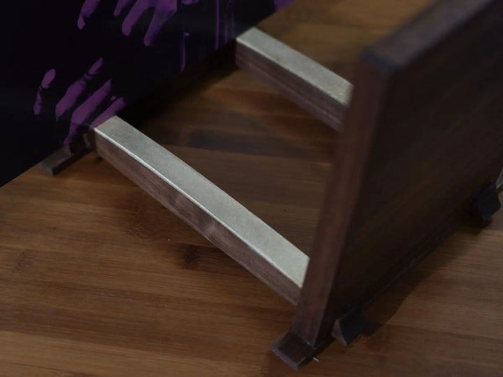 Walnut & Brass Curved LP Display Stand - Needham Woodworks